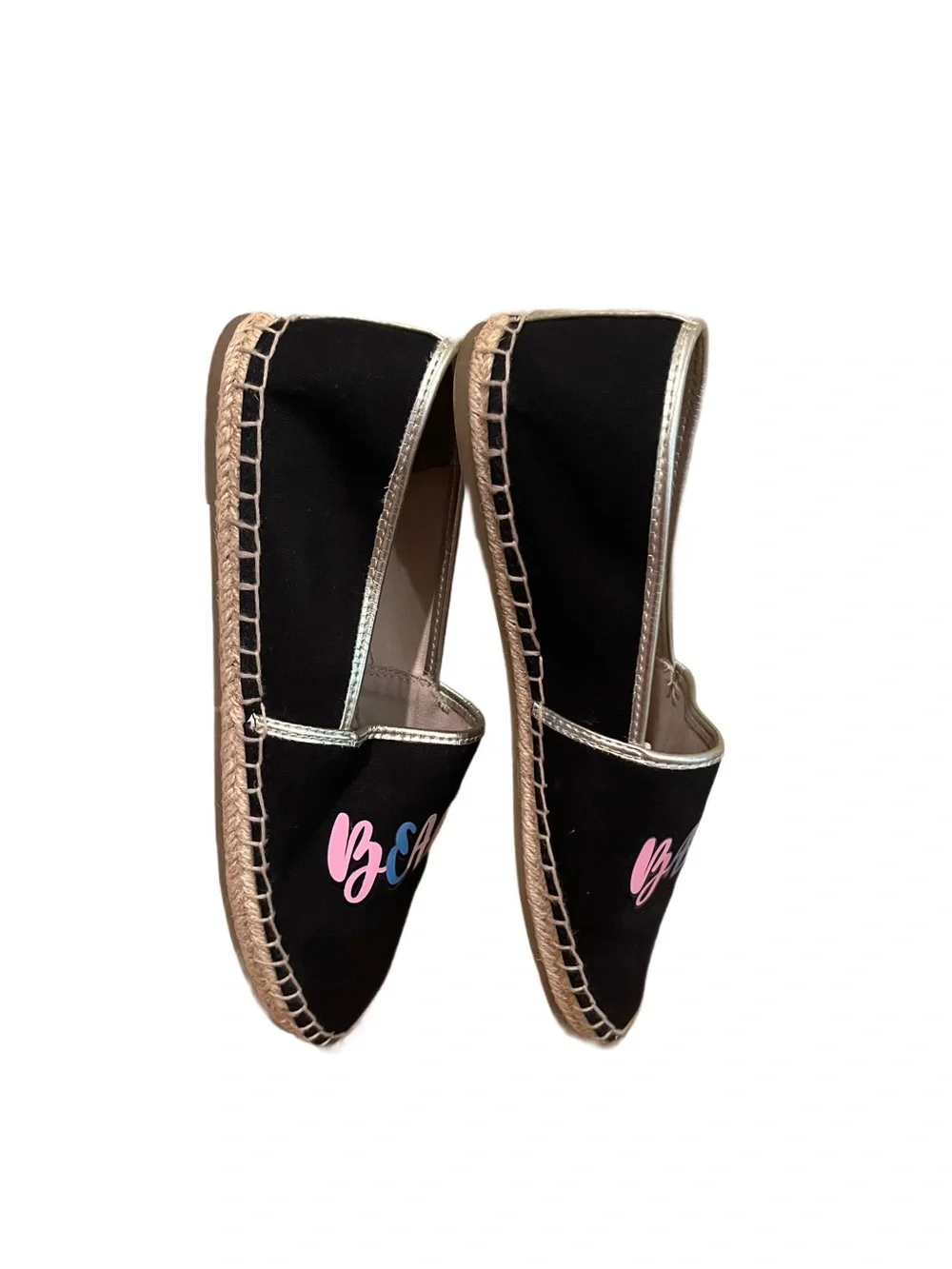 Circus by Sam Edelman Leni BEACH BABE Womens Sz 8M Espadrille Flats Black Canvas